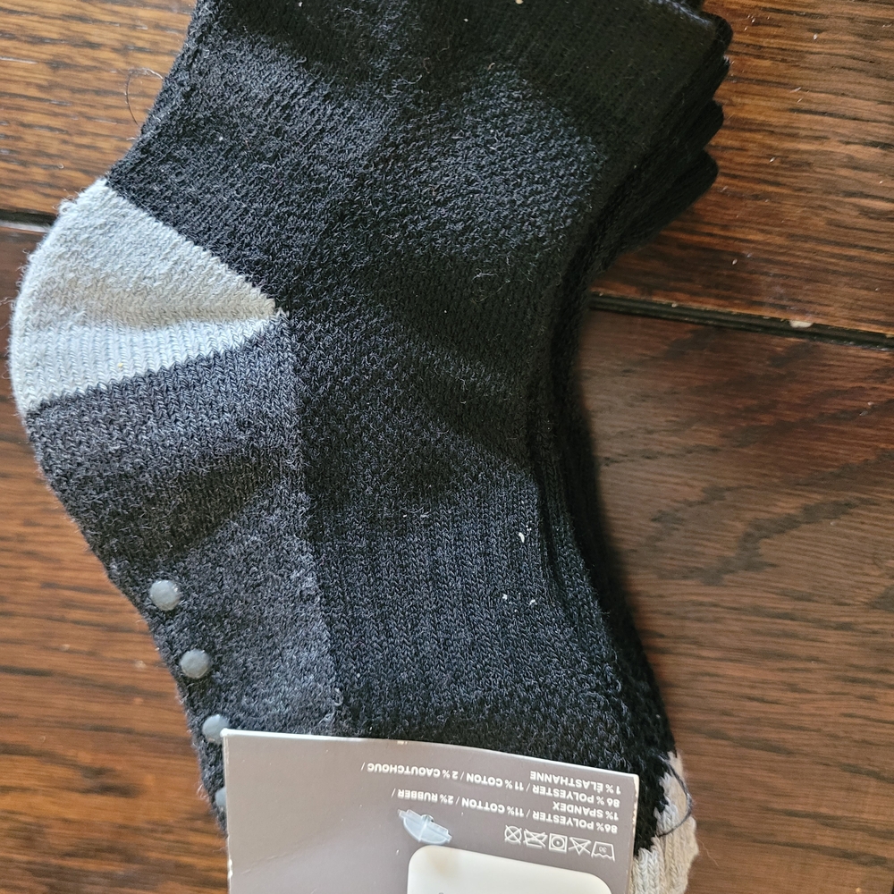 Black and Gray Athletic Socks with Textured Knit